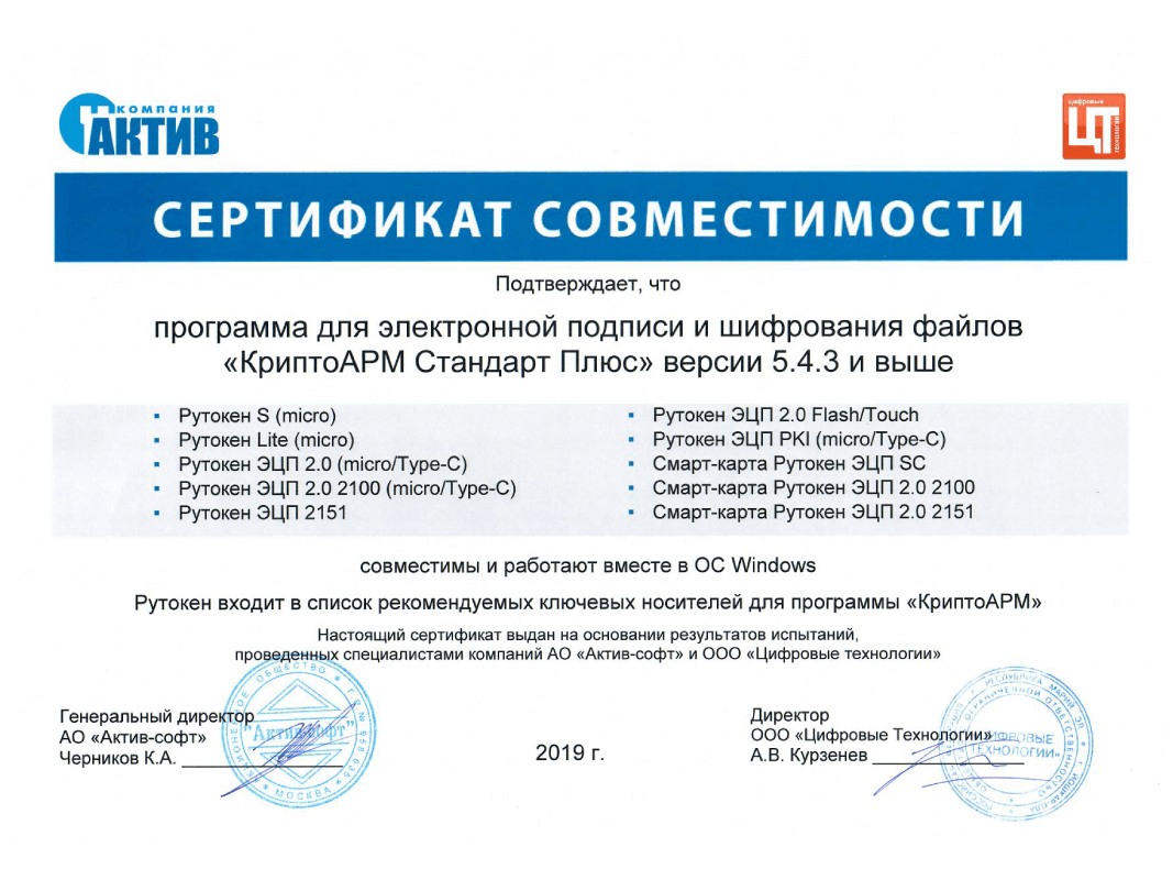 Подлинность сертификата подписи